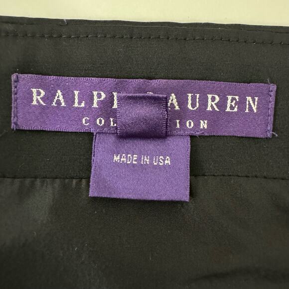 Ralph Lauren Collection A-Line Skirt Silk Wool Blend Union Made in USA Black | 8 - Picture 7 of 10